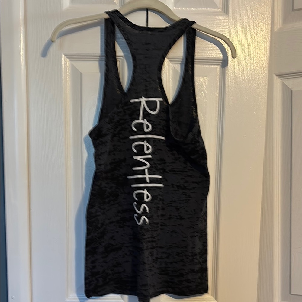 Shine Athletica racerback black tank relentless on back size XS  NWOT